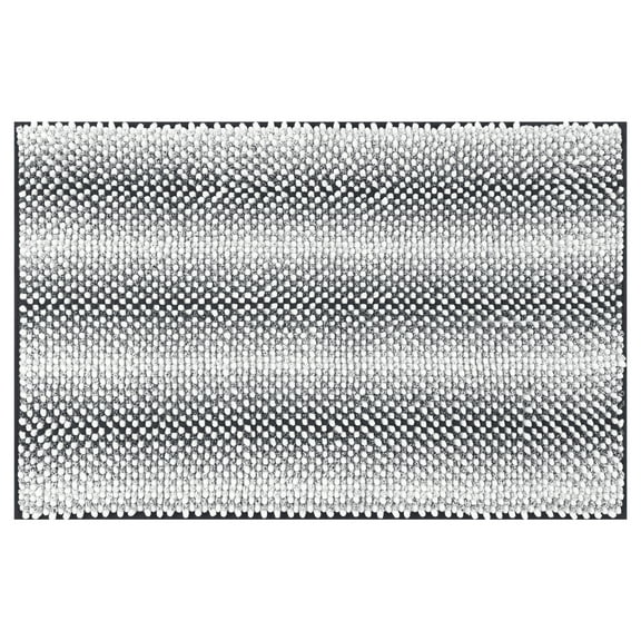 Unique Bargains Chenille Bathroom Rug Absorbent Non-Slip Striped Plush Shaggy Bath Rugs Dark Grey 16" x 24"