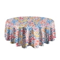 thumbnail image 5 of Pink Pioneer Flower Pattern Round Tablecloth 60"x60",Wrinkle Wipeable Table Cloth for Kitchen Dining Room Picnic Patio Party, 5 of 6