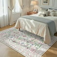 thumbnail image 4 of Lahome 5'x7' Washable Area Rug for Living Room with Non Slip Backing,Traditional Boho Rug,Low Pile Lightweight Carpet,Floral Print Mat,Better Home,Washable Machine for Bedroom,Purple, 4 of 12