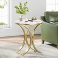 thumbnail image 1 of Tribesigns Small Round Sofa Side Table, Faux Marble White and Gold End Table, 1 of 5