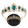 thumbnail image 2 of Wedding Crown 1pc Crystal Rhinestones Crown with Comb Elegant Large Crown for Party Wedding Cosplay (Green), 2 of 6
