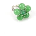 thumbnail image 1 of Nvzi Anillo natural hecho a mano, anillo de plata con cuentas redondas de piedra natural enrolladas a mano con apertura ajustable (verde), 1 of 5