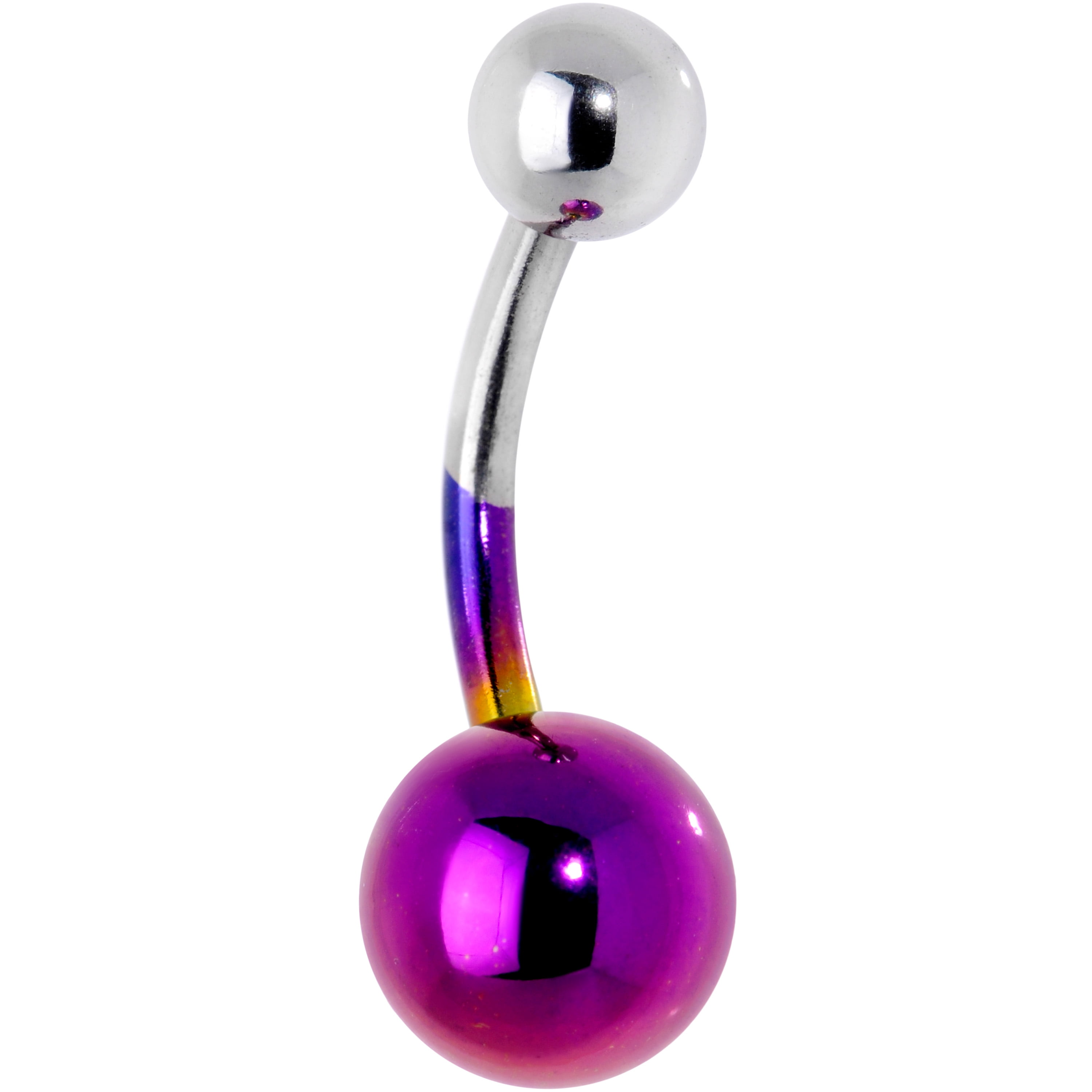 Body Candy 14G 316L Purple Anodized Titanium Steel Navel Ring Piercing