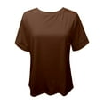 thumbnail image 3 of MIXUE Womens Summer Tops Summer Solid Color Crew Neck Short Sleeve Casual Pullover Tshirts Activewear,Brown,XXL, 3 of 4