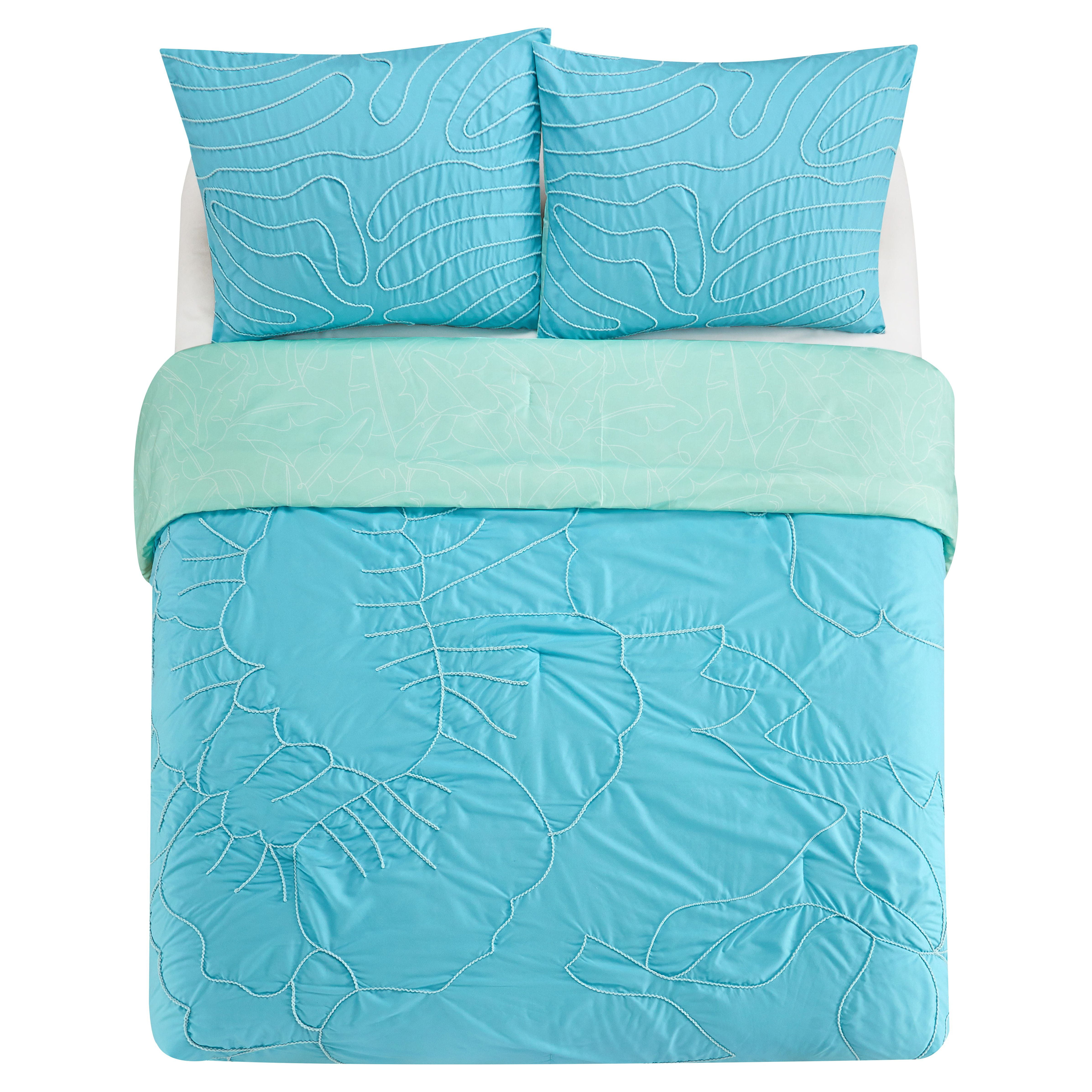 Heritage Club Kids Tufted Waves Pattern 2 Piece Comforter Set, Twin XL, Turquoise, Polyester