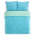 thumbnail image 3 of Heritage Club Flowers and Waves Tufted Kids 3 Piece Comforter Set, Full/Queen, Turquoise, Polyester Fill, 3 of 6