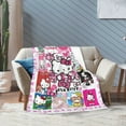 thumbnail image 5 of Cute Cat Blanket Hello Kitty Flannel Blanket Super Soft Throw Blankt for Couch Sofa Bed Chair Decor Decorations Blanket black2-60x50, 5 of 5