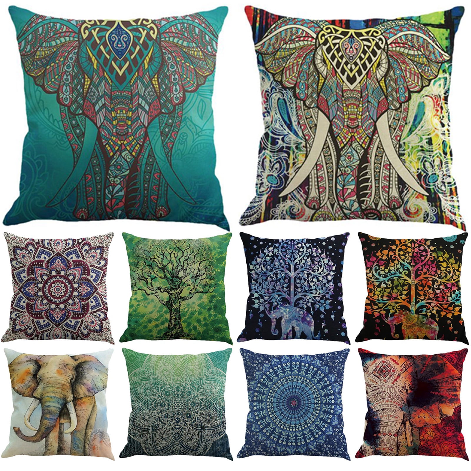 Mandala Bohemian Pillow Case Elephant Cushion Cover Throw Sofa Bedroom Supply 