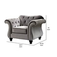 thumbnail image 5 of Chair with Flared Design Arms and Button Tufting, Gray, 5 of 5