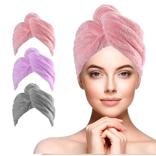 Microfiber Hair Towel Wrap for Woman, Hair Turbans for Wet Hair, Quick