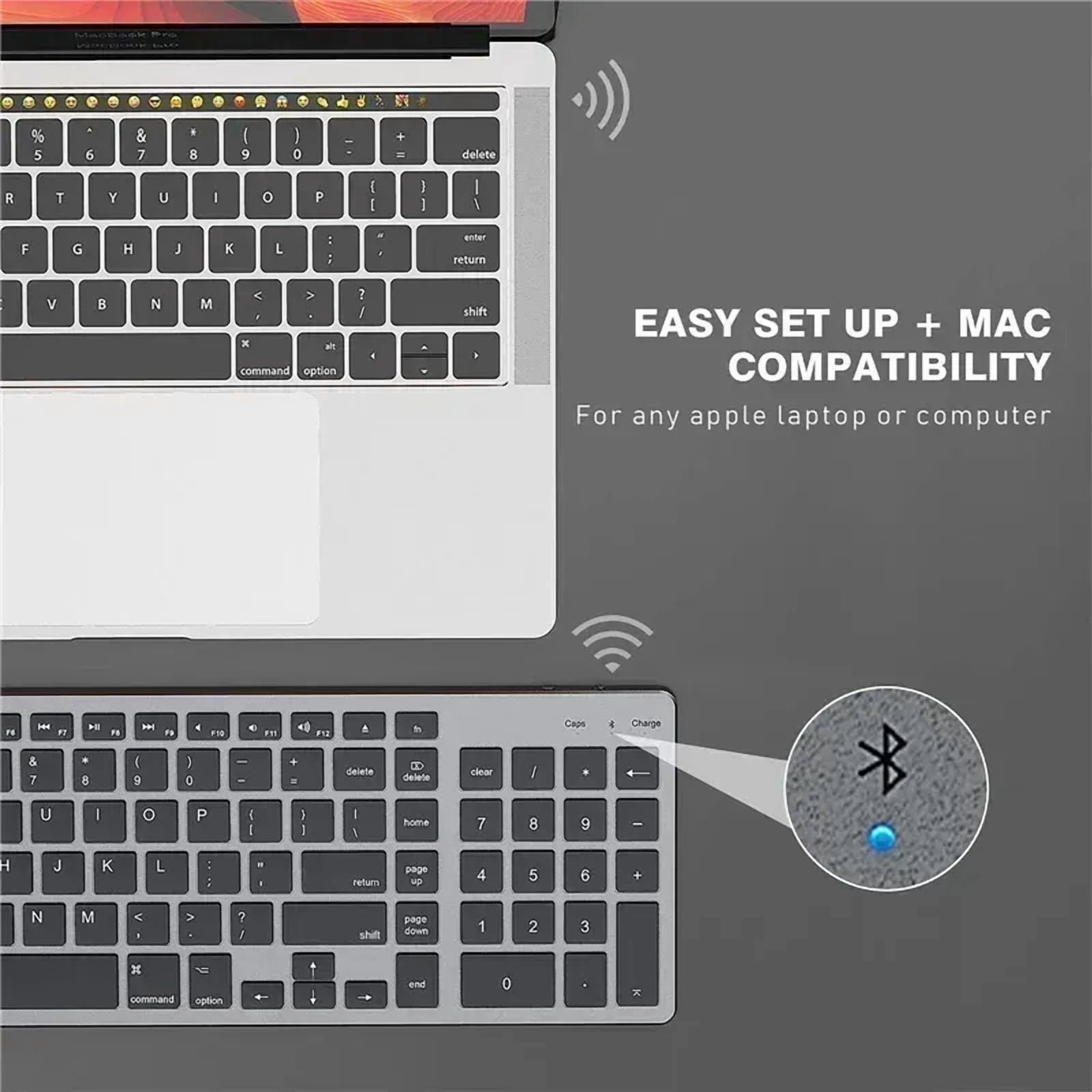Ultra Slim Wireless Bluetooth Keyboard and Mouse Set Compatible for Mac OS/iOS/iPad OS Rechargeable Keyboard for MacBook