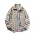 thumbnail image 4 of Blusa y camisa de manga larga con cuello vuelto para hombre, blusa informal a cuadros con botones y cuello vuelto, blusa de manga larga para hombre, 4 of 4