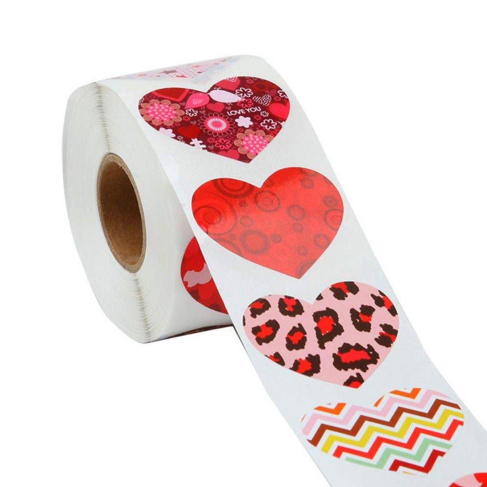 8 Styles 500PCS Colorful Heart Shaped Sticker Roll 1inch Self-Adhesive Love Decorative Stickers Heart Labels for Valentine Art Craft Party Favor Supplies Valentine/'s Day Stickers