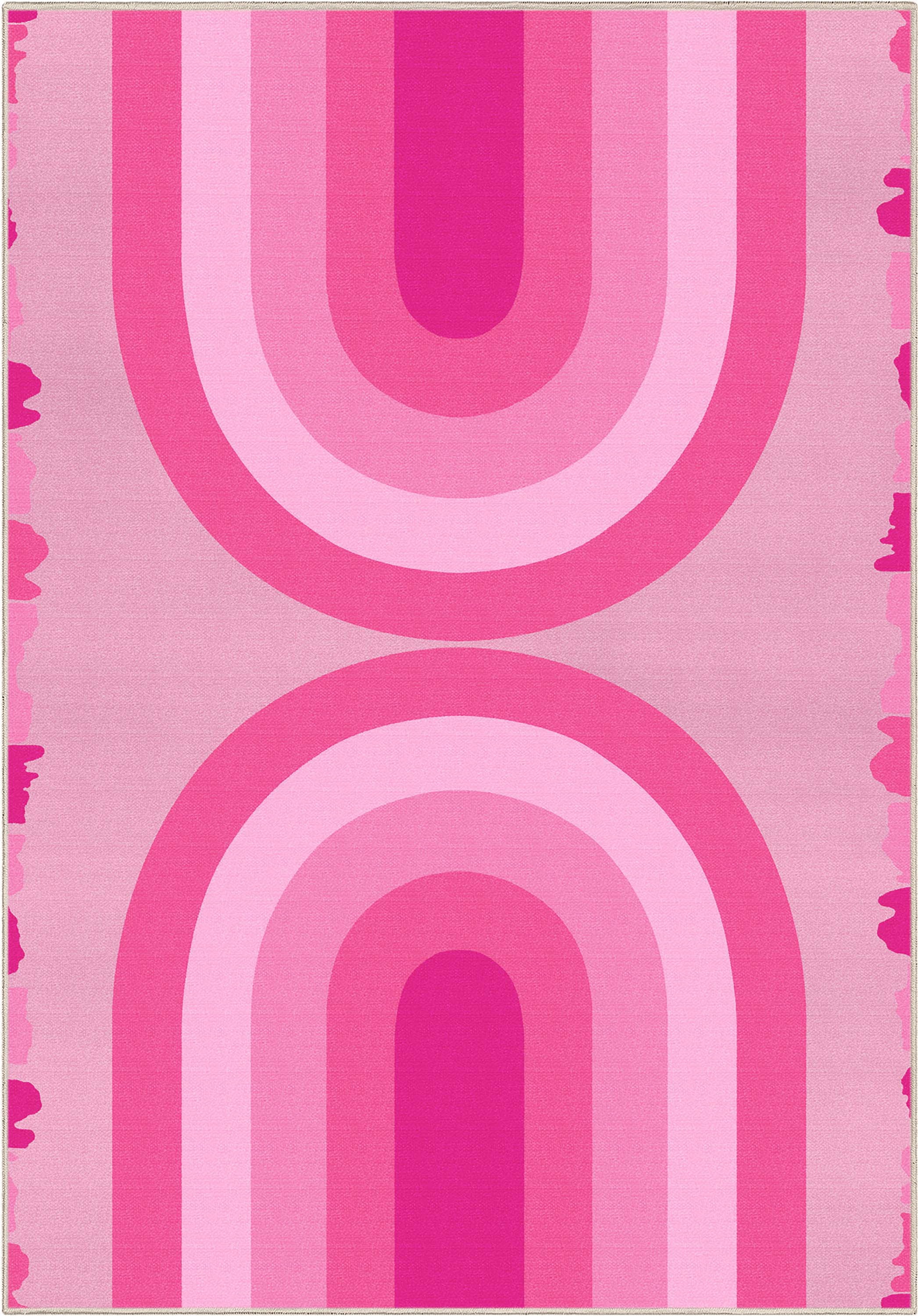 Well Woven Apollo Rainbow Modern Pink Flat Pile Easy to Clean 5' x 7' Area Rug for Living Room Dining Room Bedroom and Kitchen