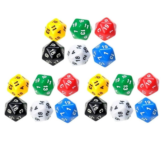 18PCS Opaque Colorful Acrylic 20 Sided D20 Set for Toys