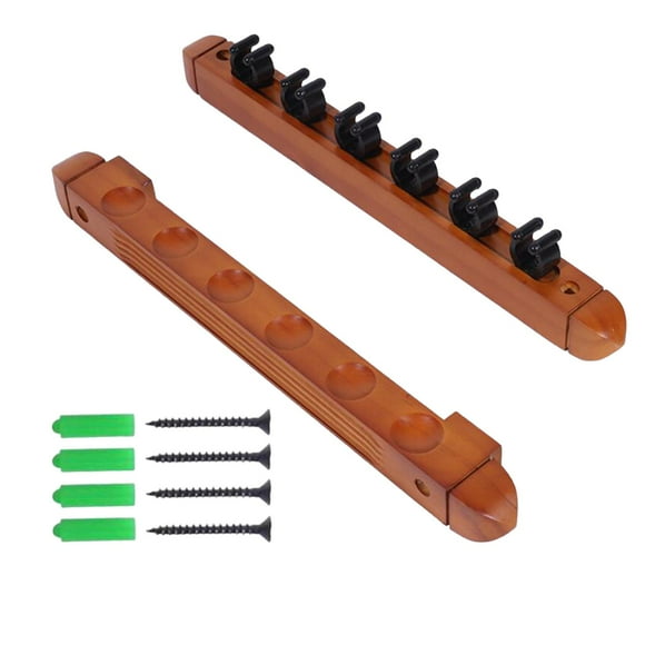 Estante de madera para tacos de billar, estantes de pared para tacos de billar resistentes 6 clips para tacos convenientes con Marrón Zulema Soporte para tacos de billar