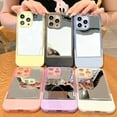 thumbnail image 3 of Compatible with iPhone 14 Pro Max Mirror Case for Women Makeup Fashion Luxury Glossy Glass Mirror Back Design Cover with Invisible Bracket Soft Bumper Slim Thin Shockproof Phone Case,Black, 3 of 9