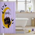 thumbnail image 3 of Manfei Halloween Black Cat Shower Curtain 72Wx72L, Galaxy Moon Bathroom Curtain, Lavender Golden, 3 of 5