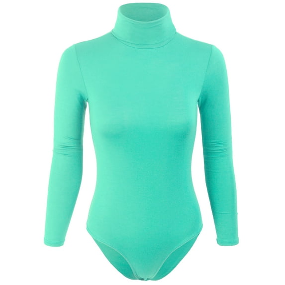 KOGMO Womens Turtleneck Bodysuit with Snap Button Closure