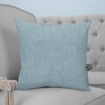 thumbnail image 4 of Haze Blue 18x18 Pillow Covers Set of 2, Farmhouse Burlap Solid Blue Color Modern Linen Texture Throw Pillow Covers Decorative Couch Cushion Case, Microfiber Square Pillowcases for Bedroom Living Room, 4 of 7