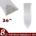thumbnail image 2 of Extensions de Cheveux Synthétiques à Clip Complet 8 Pcs 18 Clips Postiche Long Bouclé Lisse, 2 of 5