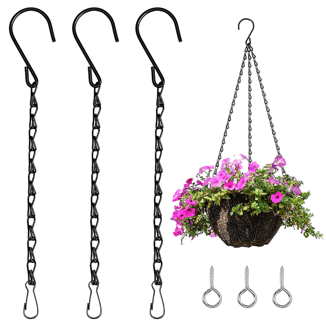 Ensembles de Chaînes en Fer Robustes, Chaînes Suspendues à Longueur Réglable pour Jardinières, Chaînes Décoratives avec Crochets en S et Clips pour Usage Intérieur/extérieur, Parfait pour Mangeoires à Oiseaux, Lanternes
