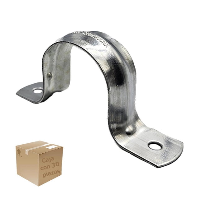 30 Pzs Abrazadera Tipo Omega Para Tubo 1 1/2 Pulgadas Acero plateado 1 1/2 pulgadas