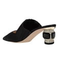 thumbnail image 2 of FSJ Women Chic Crystal Chunky Low Heel Mule Elastic Strap Pointy Close Toe Sandal Slip On Backless Slippers Slides Shoes Size 8 Black, 2 of 4