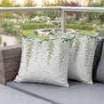 thumbnail image 4 of Spring Floral Pillow Covers 2 Pack Watercolor Light Green Flowers Modern Rustic Farmhouse Pillowcase Waterproof Outdoor Throw Pillow Cover for Patio Garden Square Cushion 18”x18”, 4 of 9