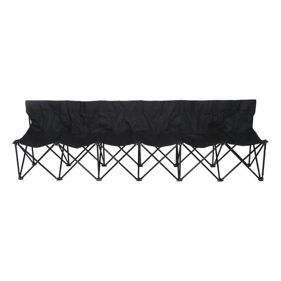Ozark Trail 6 Seat Team Folding Bench, Black, Use at Sporting Events, Fairs and Festivals and Camping Trips
