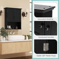 thumbnail image 4 of Mueble de baño montado en la pared COSTWAY con puertas dobles, negro, 4 of 9