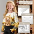thumbnail image 2 of Xoenoiee Cat Sunflower Print Girls Crop Shirts Casual Long Sleeve Crewneck Loose Sweatshirts Pullover Tops Fall Outfit, 11-12 Years, 2 of 7