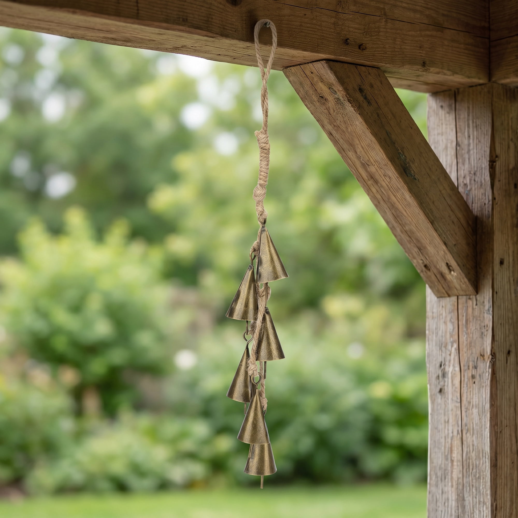 Unique Bargains Protection Rustic Iron Decorative Hanging Bell Bronze 0.9" x 0.9" x 12.6"