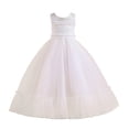 thumbnail image 2 of Girls Tulle Long Dress, Kids Formal Gown Elegant Net Skirt, Flower Girl Dress for Wedding, Birthday Party and Special Occasion Pageant Dress White 140, 2 of 9