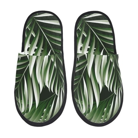 

Sikiie Tropical Palm Leaves1 Fuzzy Slip-on Slippers Warm Cozy Soft Lightweight Memory Foam Indoor House ShoesMedium