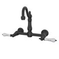thumbnail image 2 of Wall Mounted Bridge Kitchen Faucet with Porcelain Lever Handles - 7 Inch Spout Reach, 2 of 2