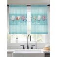 thumbnail image 2 of Summer Shells Sheer Curtains 2 Panels Set Watercolor Bring The Beach Home Sea Nuts Stars Blue Green Sheer Window Curtains Light Filtering Rod Pocket Voile Drapes for Bedroom Living Room 52"x54", 2 of 8