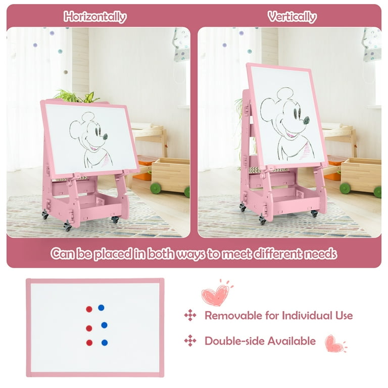 Gymax Kids' Standing Art Easel Dry-Erase Board Double Sided