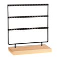 thumbnail image 4 of Soporte para joyería, soporte para pendientes con Base de madera, 2 ranuras para anillos, organizador de joyas, soporte organizador para tocador de Negro, 4 of 9