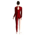 thumbnail image 3 of TiaoBug Women's Asymmetrical Gymnastics Leotard Long Sleeve Round Neck Figure Skating Jumpsuit Burgundy XL, 3 of 7