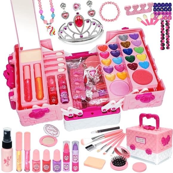 Kit de maquillaje Amerrly Kids para niñas, seguro, lavable, 57 unidades, niños de 4 a 12 años