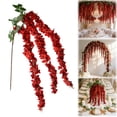 thumbnail image 2 of Wisteria Vine Artificial Flowers for Home Wall Decoration, Silk Flower String for Living Room Arrangement, Realistic Hanging Vines for Event Scenery Decor, A Bunch of Red Artificial Vine Flowers, 2 of 8