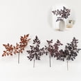thumbnail image 7 of 3‑Pack Artificial Gratitude Leaf Stems, Faux Fall Burgundy‑Orange Foliage Branches, Realistic Autumn Decorative Stems for Vase, Table Centerpiece, Mantel, Shelf, Thanksgiving Farmhouse Home Decor,F, 7 of 7