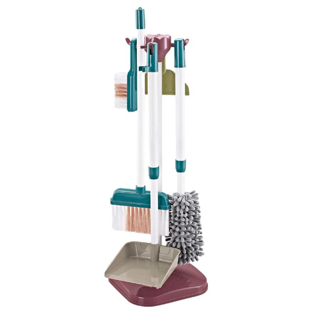 Kids Cleaning Set Housekeeping Pretend Play Set Cleaning Toys Gift for Toddlers Include Broom Mop Duster Dustpan Brushes Rag and Organizing Stand
