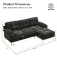 thumbnail image 5 of 83" L-Shape Modular Sectional Sofa Couch, Comfy Upholstered Cloud Couch with Reversible Chaise and Golden Metal Legs, Modern 3 Seat Minimalist Couch for Living Room, Apartment, Bedroom, Black, 5 of 9
