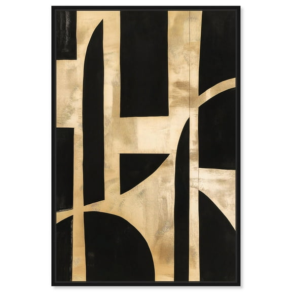 Noir and Gold II Canvas Midcentury Abstract by Art Remedy, Black Frame, 10 x 15