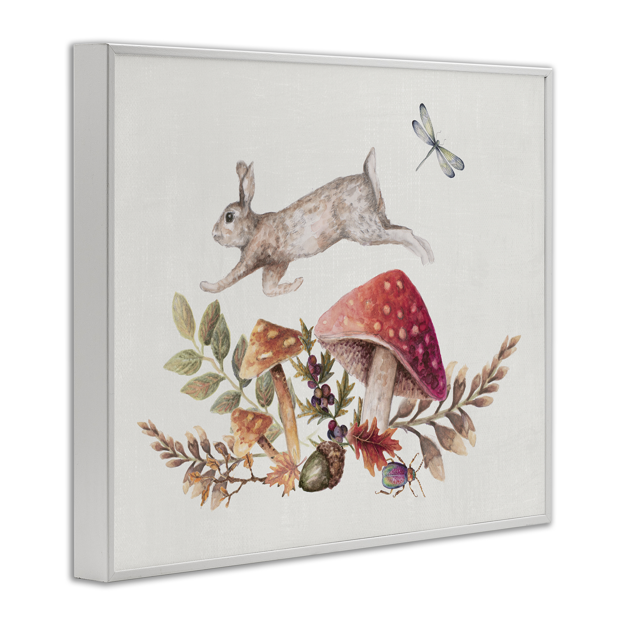 Stupell Industries Rustic Botanicals & Hare Botanical & Floral Painting White Framed Art Print Wall Art, 14 x 11