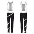 thumbnail image 6 of Raenseen Kids Girls Hip Hop Dance Outfit Girls Sparkly Camisole Tank with Shiny Rhinestones Pants Silver 8, 6 of 9