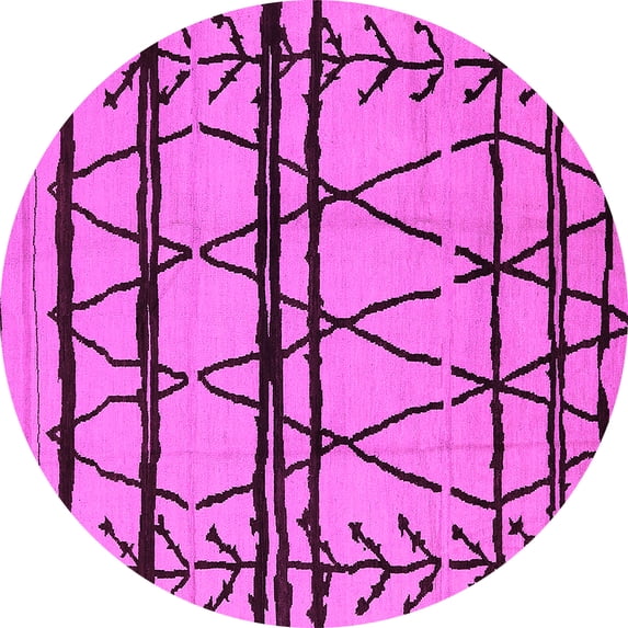 Ahgly Company Indoor Round Solid Pink Modern Area Rugs, 6' Round
