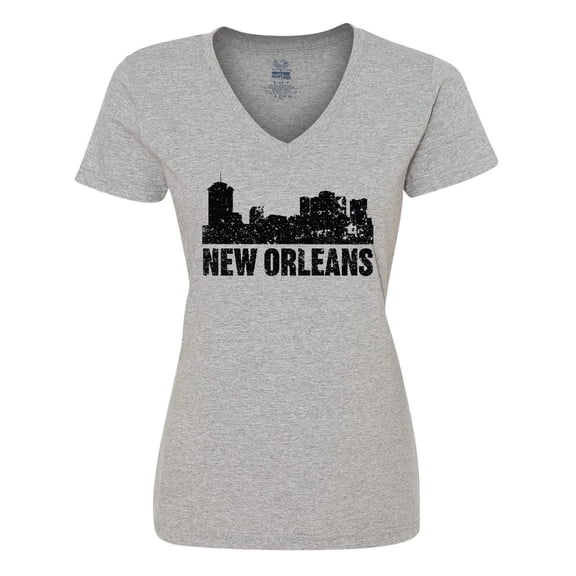 Inktastic New Orleans Skyline Grunge Women's V-Neck T-Shirt